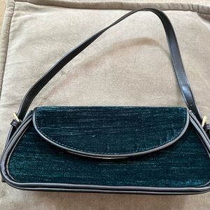 Dark Green Velvet Flap Over Purse